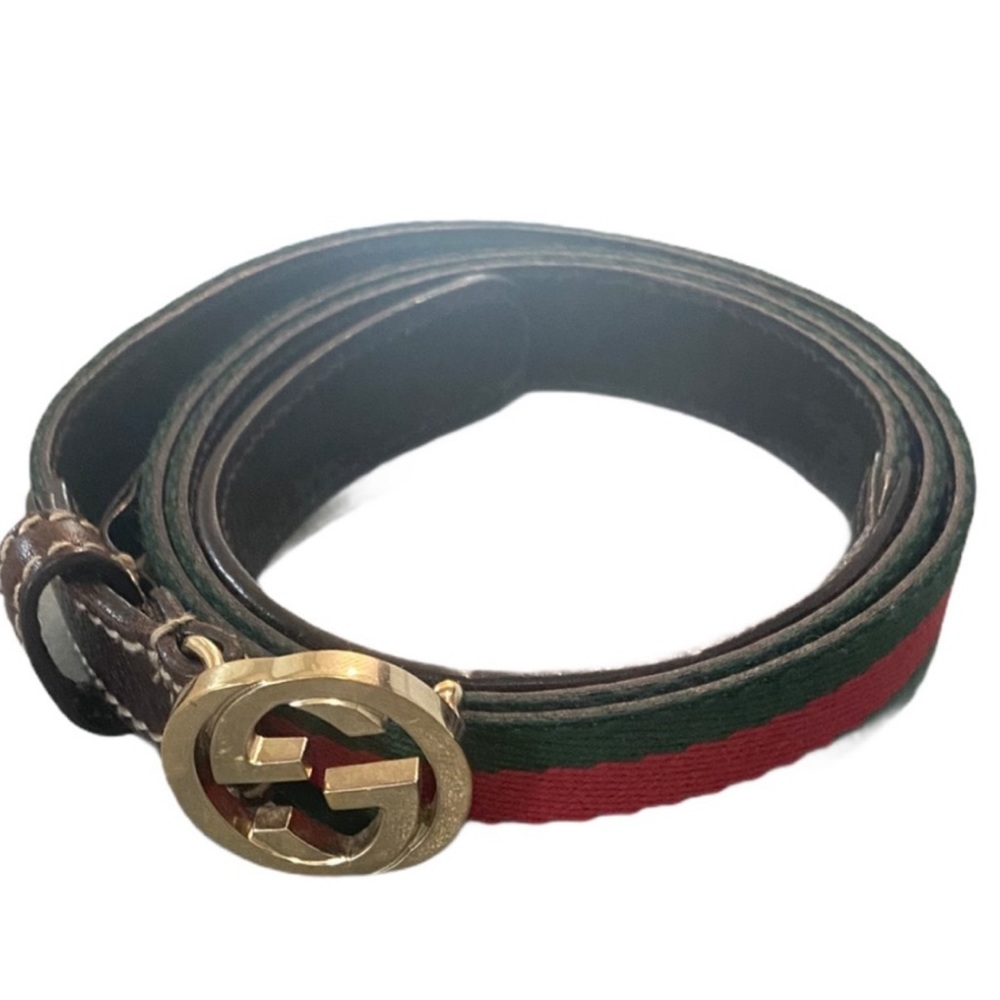 GUCCI web interlocking GG canvas belt